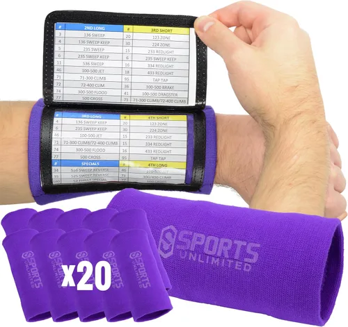 Miniatura 75 de Sports Unlimited Banda Instructora Triple para Adultos, Muñequeras de Fútbol para Jugadas, Muñequeras de Béisbol, Bandas de Brazo QB Negro