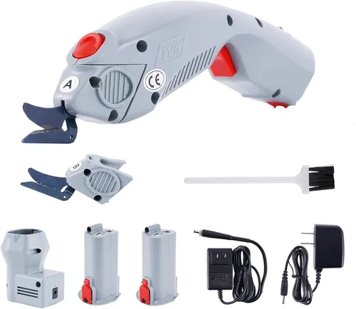 MXBAOHENG Wbt-1 Tijeras eléctricas portátiles recargables y enchufables Tijeras eléctricas inalámbricas con 2 baterías y cuchillas para cartón,