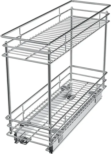 LOVMOR Organizador y almacenamiento de armario extraíble (5 pulgadas de ancho x 21 pulgadas de profundidad) de 2 niveles para gabinete de base de