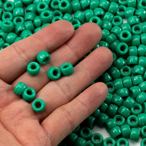 Miniatura 3 de Gxueshan 1000 piezas de cuentas de pony acrílicas verdes 6x9mm, cuentas Kandi verdes a granel para pulseras de la amistad, collar, elaboración