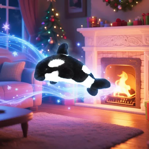 Miniatura 2 de Apricot Lamb Animales de peluche de orca asesina para niños, suaves y lindos juguetes de peluche para bebés niñas y niños, ballena asesina esponjosa