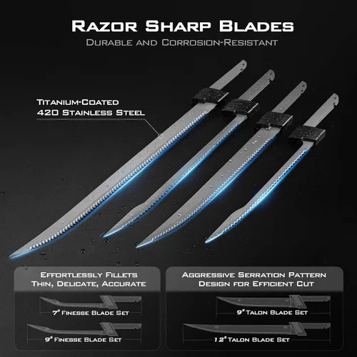 Miniatura 4 de Cuchillo de filete eléctrico KastKing Speed Demon Pro de iones de litio - Cuchillo de pesca recargable inalámbrico con 4 cuchillas, motor de alto