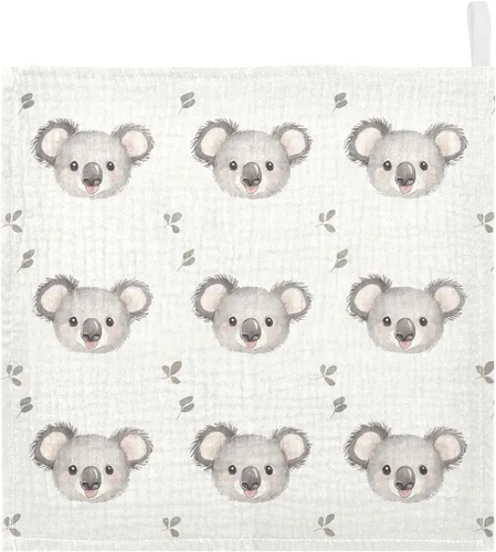 Miniatura 10 de Toallas de algodón para bebé, toallas de baño unisex para recién nacidos, toallitas naturales para piel delicada, 11.8 x 11.8 pulgadas, paquete de 5