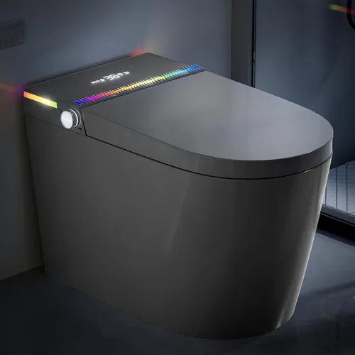 Miniatura 2 de WinZo Inodoro inteligente con bidé integrado, tapa de apertura y cierre automático con secadora, altura cómoda ADA, agua caliente instantánea, corte