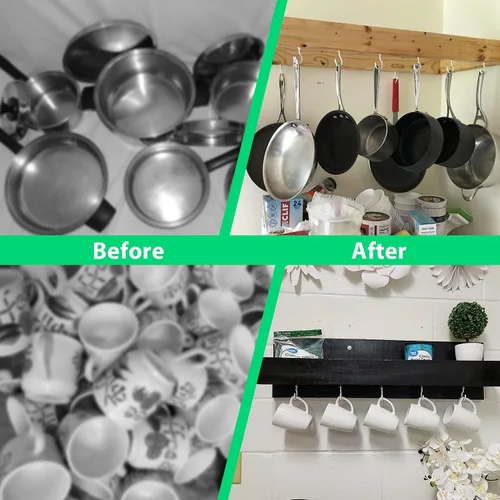 Miniatura 5 de 75 piezas de ganchos de techo para colgar plantas, tazas, utensilios con revestimiento de vinilo, ganchos para roscar en tazas para madera y paneles