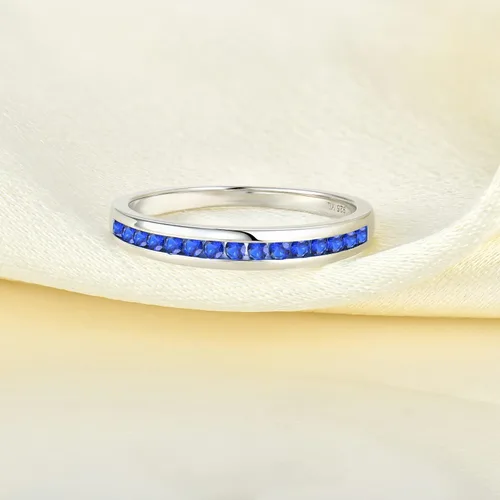 Miniatura 6 de YL Anillo apilable de plata de ley 925 con halo de piedras natales para mujeres
