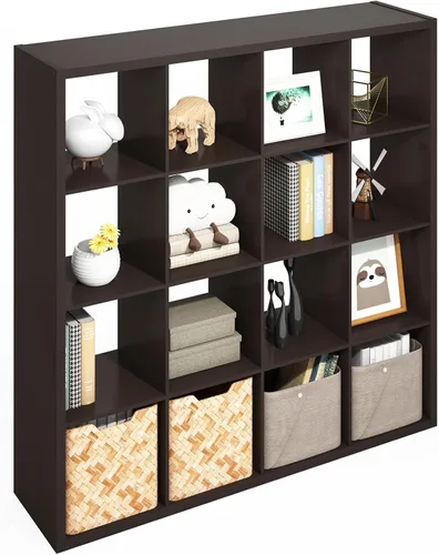 Miniatura 12 de Furinno Turn-N-Tube - Sistema de estante de 4 compartimentos, color nogal Columbia/negro/marrón oscuro Nuez Columbia/Negro/Marrón Oscuro