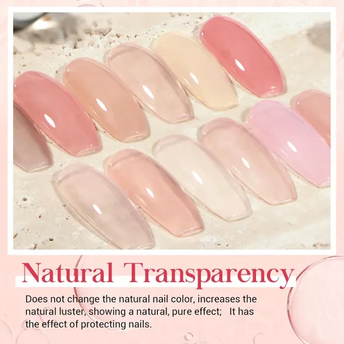 Miniatura 9 de AZUREBEAUTY Kit de uñas en polvo de inmersión, gelatina translúcida blanca lechosa, rosa desnudo, neutro, claro, 8 colores, juego de polvo