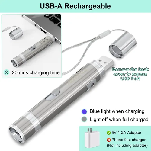 Miniatura 5 de TBTeek Juguetes para gatos, recargables, 3 modos de luz y 5 patrones ajustables, juguete portátil interactivo para gatitos, perros, gatos, ratón
