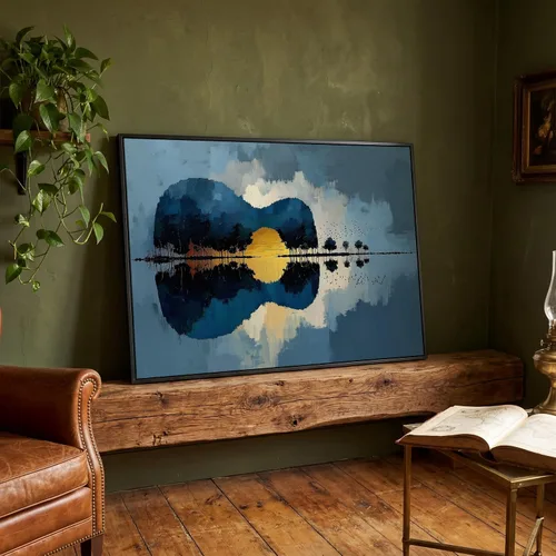 Miniatura 15 de LuxeWood Arte de Pared Musical en Lienzo - Impresiones Temáticas Musicales Medianas y Grandes para Sala de Estar, Oficina, Estudio, Airbnb