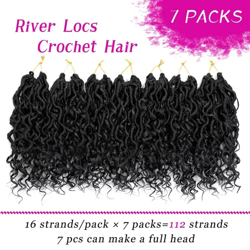 Miniatura 3 de 8 pulgadas Goddess Faux Locs pelo de ganchillo para mujer negro 7 paquetes de rastas estilo bohemio río para mujeres niños cabello pre rizado