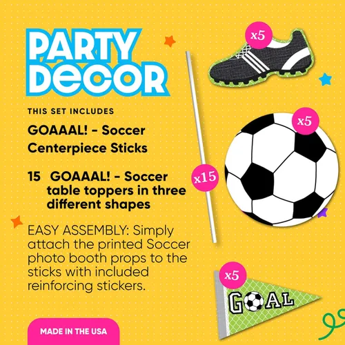 Miniatura 3 de Big Dot of Happiness Decoración de centro de mesa de fiesta de fútbol, juego de 15 piezas, temática deportiva, decoración de fiesta de cumpleaños