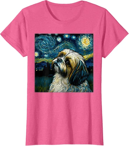 Miniatura 84 de Camiseta Surrealism Starry Night Shih Tzu Dog