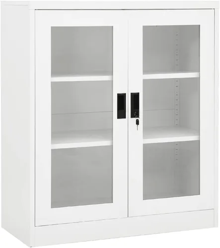 Miniatura 27 de Archivador de metal de 2 cajones, archivador de acero para oficina con cerradura para el hogar y la oficina, 35.4 x 18.1 x 28.5 pulgadas (blanco)