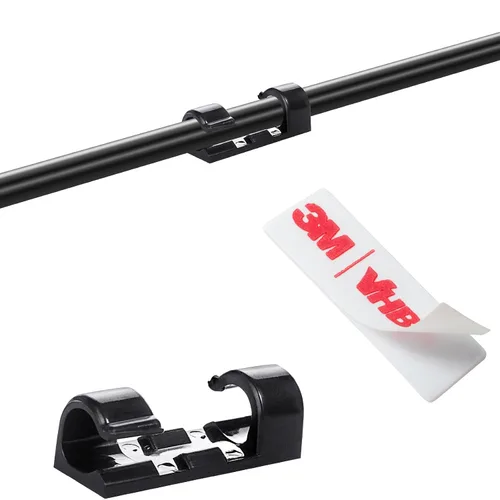 Organizador de clips autoadhesivos para cables, organizador de cables, diámetro máximo de 0.27 pulgadas, paquete de 20, color negro