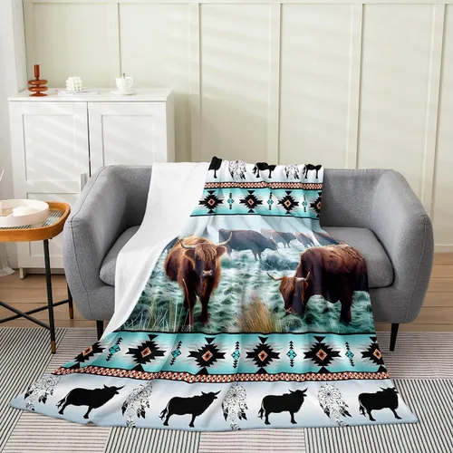 Miniatura 21 de Manta azteca con diseño tribal africano, con diseño de animales de granja, manta mullida con diseño de animales de granja y atrapasueños de tribu