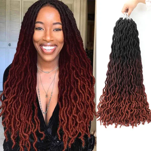 Miniatura 15 de Eliza Rastas gitanas onduladas de 18 pulgadas, cabello de ganchillo suave, 6 paquetes de trenzas sintéticas de diosa, raíces africanas, extensiones