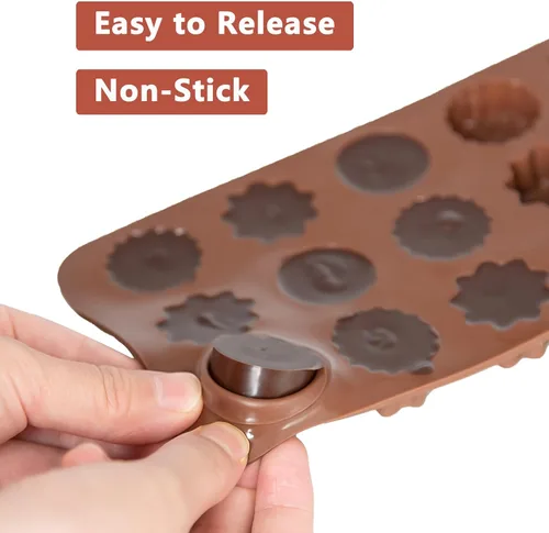 Miniatura 4 de 6 paquetes de moldes de silicona para caramelos de chocolate con forma de flor, moldes de silicona antiadherentes de grado alimenticio para gelatina