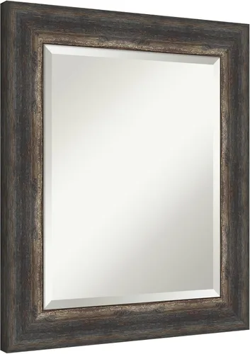 Miniatura 5 de Amanti Art Brown Wall Mirror 25x21 Bark Rustic Char Rectangle Bathroom Mirror for Wall Decor Living Room, Small Rustic Farmhouse Frame, Hangs