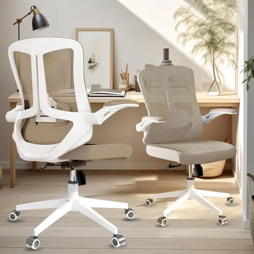 Miniatura 11 de Silla de oficina de malla, ergonómica con soporte lumbar, color negro, estilo moderno, respaldo de malla, bloqueo de inclinación de 90-135