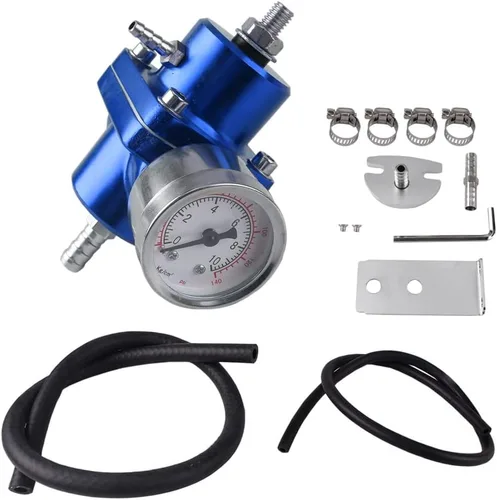 Miniatura 13 de BARTOO Kit universal de regulador de presión de combustible ajustable, regulador de combustible de aluminio, regulador de presión de inyección