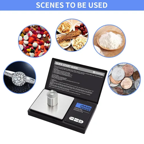 Miniatura 8 de UNIWEIGH Báscula digital de gramo, 7.05 oz 0.01g/01oz báscula de peso gramo y onza, mini báscula de bolsillo inteligente electrónica