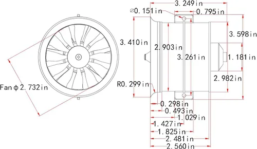 Miniatura 5 de EDF 2.756 in pro CCW 6S 2100KV 12 aspas 25.2V ventilador eléctrico conducido, Hobby RC Jet Engine Hélice, Piezas de coche RC Motor de alta velocidad