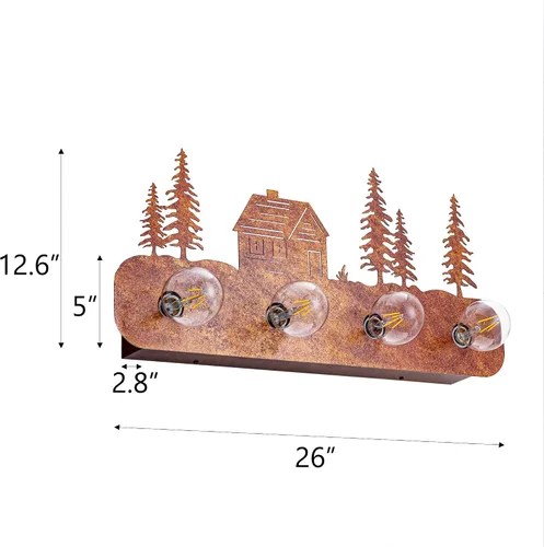 Miniatura 3 de TOCHIC Lámparas rústicas de baño, 4 luces de casa de campo sobre espejo regulable, apliques vintage occidentales para armarios de espejo, tocador