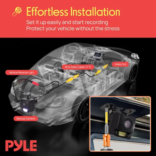 Miniatura 5 de Pyle - Cámara de respaldo de visión trasera para automóvil, cámara inversa compacta con líneas de escala de distancia, visión nocturna, lente