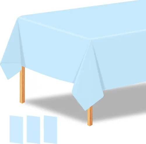 Miniatura 28 de 2 manteles de plástico color beige, 54 x 108 pulgadas, rectangular, desechables, para cumpleaños, bodas, pícnic, fiestas de vacaciones