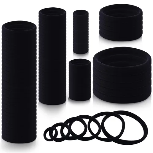 Miniatura 10 de 110 ligas negras para el cabello de varios estilos para mujeres, ligas elásticas para el cabello sin daños, soporte para cola de caballo