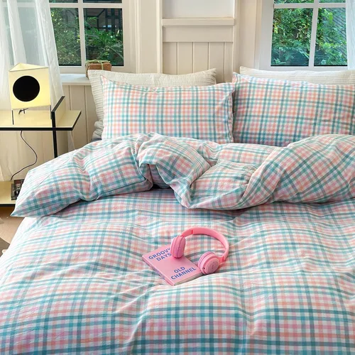 Miniatura 46 de AOJIM Blue & Brown Striped Duvet Cover Set Twin Size 100% Washed Cotton Stripe Bedding Set 3-Piece, Soft Zipper Comforter Cover and 2 Pillowcases