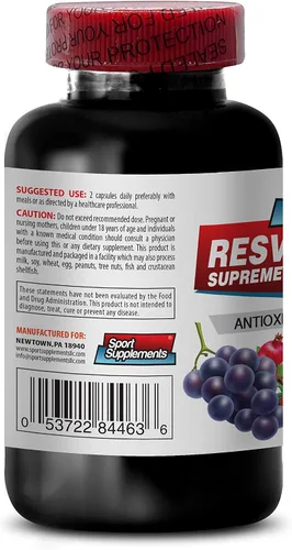 Miniatura 3 de Resveratrol Supreme 1200mg Máxima Fuerza Más 1200 Suplementos de Vino Tinto 1200, Suplemento de resveratrol Vino Tinto, Resveratrol antioxidante