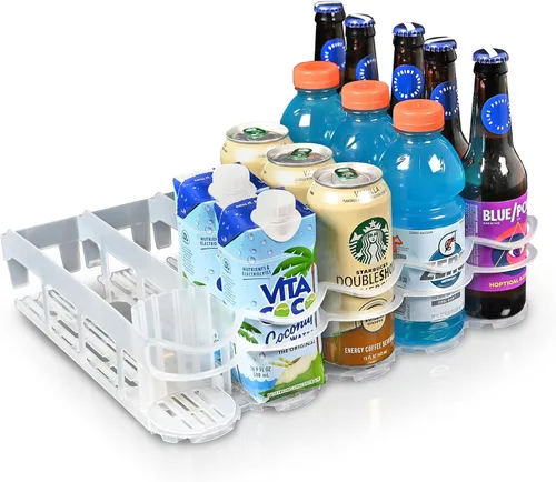 Display Technologies, Fridge-Plus Organizador de bebidas para almacenamiento en el refrigerador, dispensador de latas de soda y organizador de latas