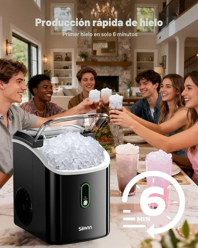 Miniatura 5 de Silonn Máquina de hielo Nugget para encimera, máquina de hielo de pellets con función de autolimpieza, la máquina de hielo sónico produce 33 libras