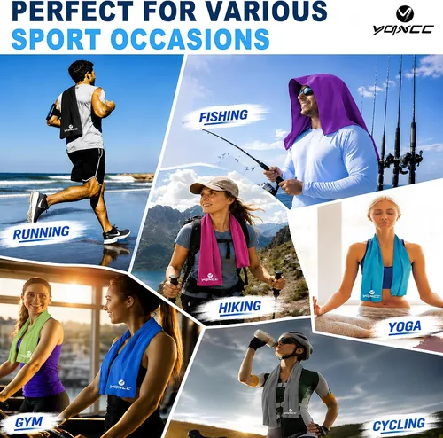 Miniatura 2 de YQXCC Paquete de 4 toallas refrescantes, 40 x 12 pulgadas, toalla de cuello frío hielo, microfibra suave y transpirable para gimnasio, yoga, golf