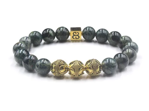 Miniatura 7 de Men's Jade and Gold Beads Bracelet, Jade Bracelet, Designer Bracelet