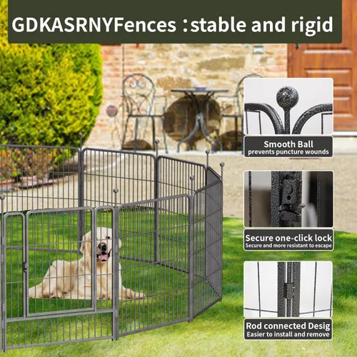 Miniatura 4 de Corralito para perros, 24/32/40 pulgadas de altura en resistente, valla plegable para interiores y exteriores, corralito portátil para mascotas