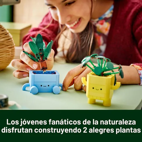 Miniatura 3 de LEGO Botanicals Happy Plants - Juguete de construcción para niños, niñas y niños mayores de 9 años, decoración de sala de juegos para escritorio