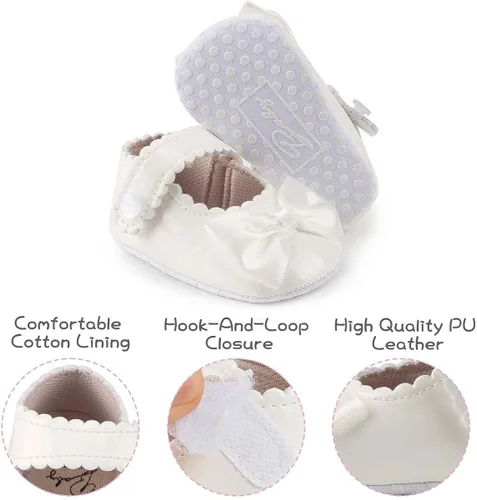 Miniatura 3 de Morbido - Zapatos planos Mary Jane para bebés y niñas suela suave antideslizante con nudo de lazo zapatos de vestir de princesa para boda