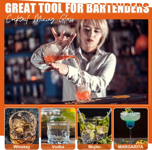 Miniatura 4 de Dandat 6 Pcs Cocktail Mixing Glass 24 oz Crystal Stirring Glass Thick Bottom Seamless Cocktail Pitcher for Home Bartender Bar Whiskey Martini Drink