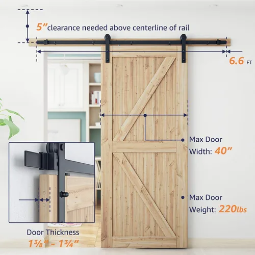 Miniatura 2 de Gancho para puerta Smartstandard deslizante, para puertas de graneros, con forma de "I", color negro, negro