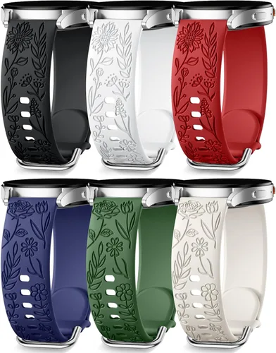 Miniatura 12 de SNBLK 6 unidades de bandas florales grabadas compatibles con Samsung Galaxy Watch 7 Banda 6 5 4 Active 2 FE 40mm 44mm/Watch 6/4 Classic/5 Pro/3
