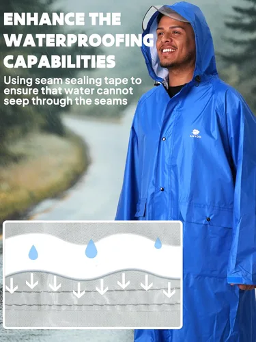 Miniatura 21 de Anyoo Poncho de lluvia con capucha, impermeable, ligero, para hombres, mujeres y adultos, con bolsillo para senderismo, camping, actividades al aire