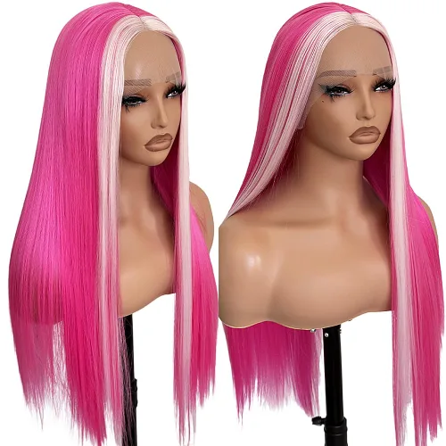 Miniatura 9 de Peluca de cabello sintético rubio de 13 x 6, con encaje frontal, sin pegamento, ondulado, rubio prearrancado, encaje transparente HD, transpirable