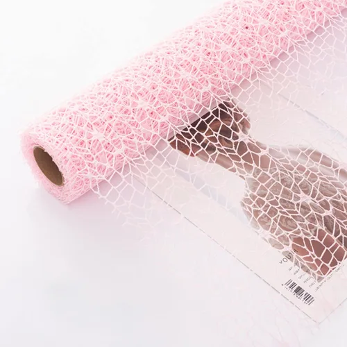 Miniatura 18 de Papel de regalo de malla de jacquard coreano con flores caladas 1 rollo, suministros para floristería, papel para envolver ramos de flores, Blanco