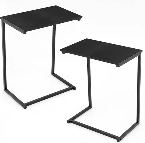 Miniatura 11 de Tangkula C-Shaped End Table, Vintage Accent Couch Table with Heavy-Duty Metal Frame for Coffee/Snacks/Laptop, 26.5" Side Table for Bed, Sofa