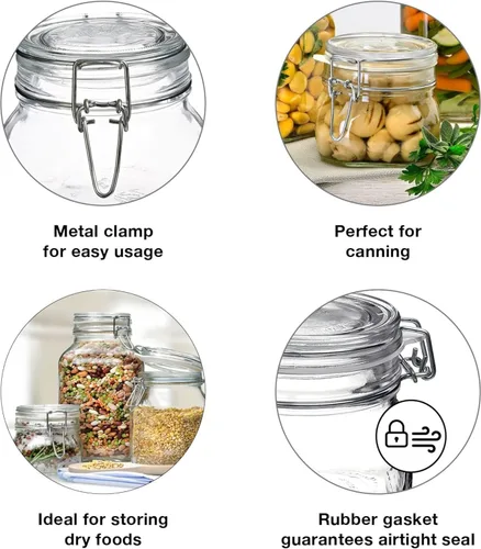 Miniatura 7 de Bormioli Rocco Fido Cylinder - Tarro hermético de vidrio de 25.25 onzas (juego de 2) – sin BPA, apto para lavavajillas y microondas – recipiente