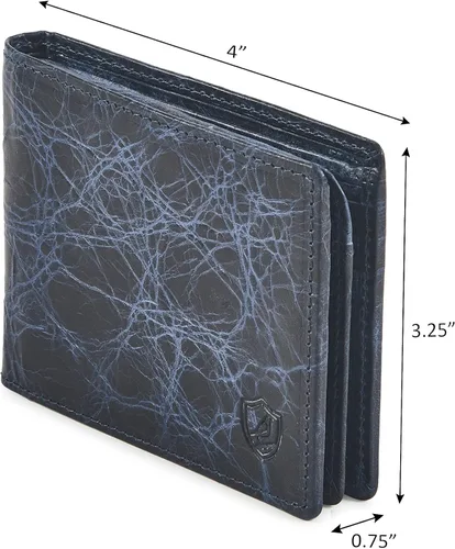 Miniatura 3 de Cochoa Cartera para hombre con bloqueo RFID de cuero real, plegable, elegante, 2 ventanas de identificación en caja de regalo