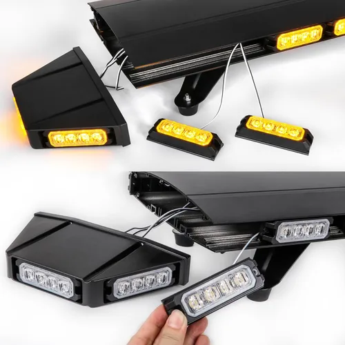 Miniatura 5 de CUMART Barra de luz estroboscópica de advertencia de emergencia de construcción de 48 pulgadas con 104 LED de intensidad extremadamente alta, perfil